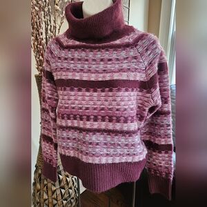 Evereve Patterned Sweater - Burgundy and Pink